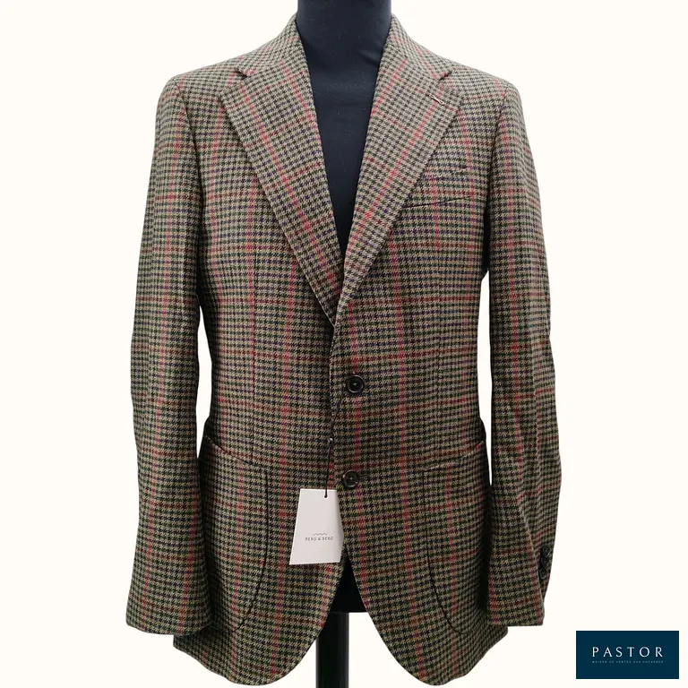 BERG & BERG HOMME. Veste de costume en laine à motif pied-de-poule, modèle Dan Sport, T.50. NEUVE avec étiquette - TVA Récupérable