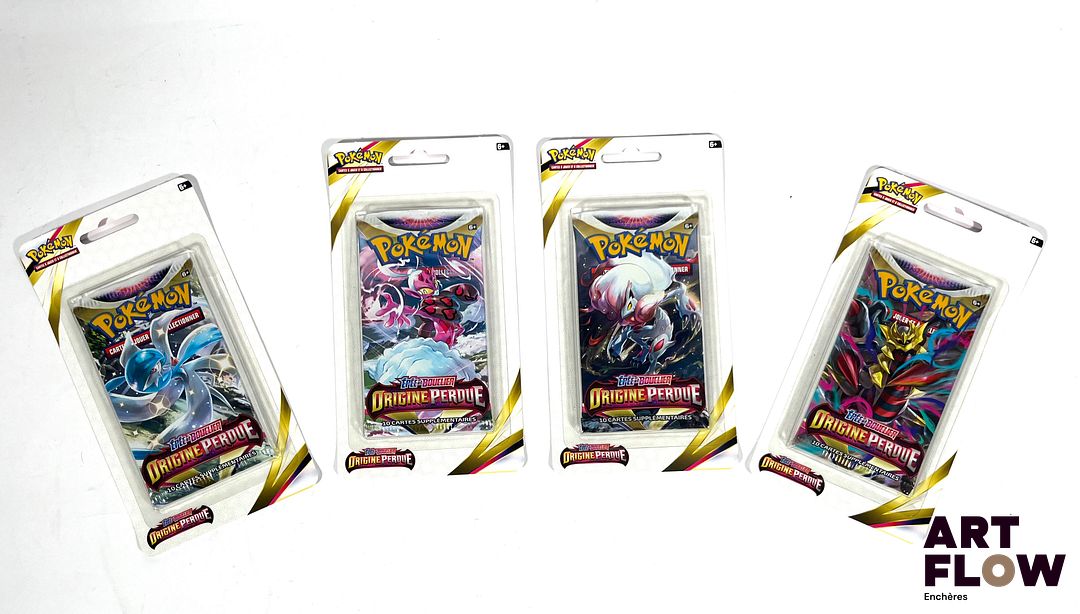 POKEMON Ensemble comprenant : 4 boosters Epée & Bouclier Origine Perdue Art Set Neuf