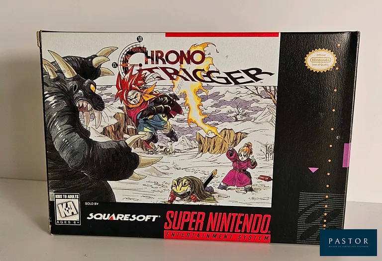NINTENDO - SUPER NES. Jeu : Chrono Trigger. Ultra complet avec boite, notice, cartouche et cartes.Version US. Rare et culte. TBE. Etat proche du neuf. Sortie : 1991. RPG