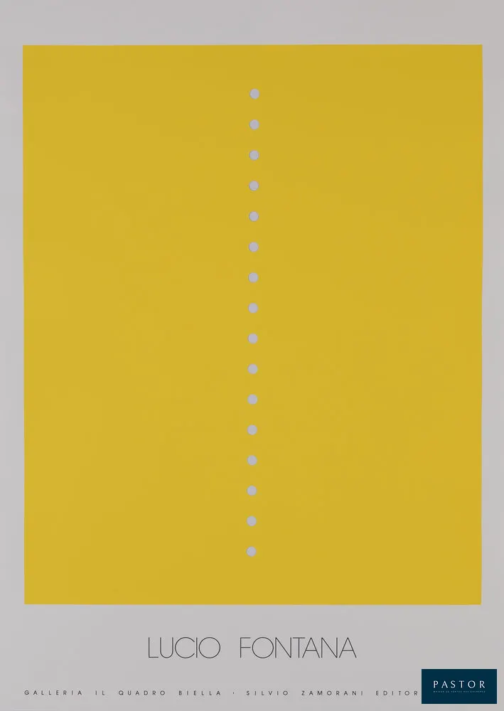 Lucio FONTANA (1899-1968)
Concetto Spaziale Giallo

Affiche originale sérigraphiée et perforée
Sur papier affiche épais 50 x 70 cm

Excellent état

INFORMATION : Affiche éditée par la Galerie il quadro biella (Turin) en 1989


Expédition obligatoire, jusqu'à 5 Lithographies dans votre colis pour 14,76€ TTC en France Métropolitaine, et 29,64€ TTC pour l'Europe