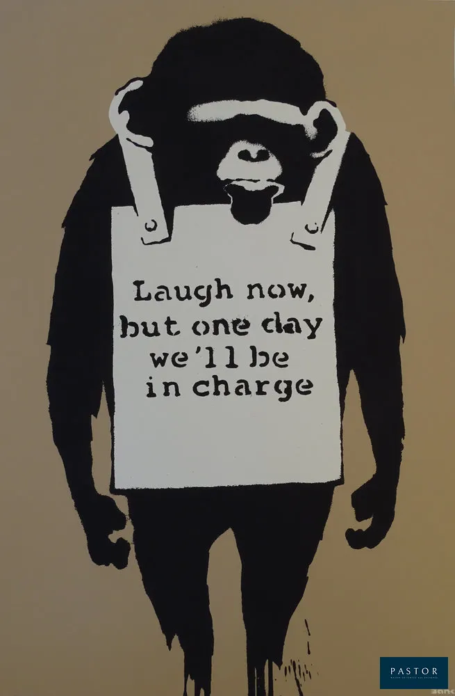 BANKSY (1974) (d'après)
Riez maintenant 2003

Sérigraphie en couleur signée dans la plaque.
Le verso est estampillé de la West Country Prince Collection et numéroté /500.
70 x 50 cm
Information : Pas de certification possible du pest control


Expédition obligatoire, jusqu'à 5 Lithographies dans votre colis pour 14,76€ TTC en France Métropolitaine, et 29,64€ TTC pour l'Europe