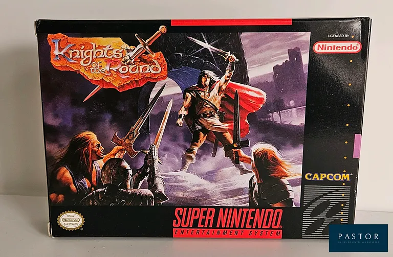 NINTENDO - SUPER NES. Jeu : Knight's of the Round. Complet avec boite, notice et cartouche. Version US. TBE. Etat proche du neuf. Rarissime. Sortie : 1991. Beat them all