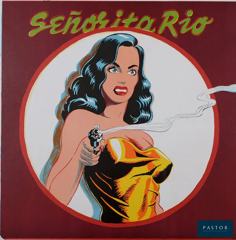 Mel RAMOS
Senorita Rio, 1964

Lithographie couleur sur double page papier vélin
Edition limitée à 2000 exemplaires
Publié dans Walasse Ting, One Cent Life, par E.W. Kornfeld, Berne, Suisse, 1964
Imprimée par Maurice Beaudet, Paris, 1964
Format de la feuille : 58 x 41 cm
En très bon état avec pli central et imprimée au dos tel que publiée


Expédition obligatoire, jusqu'à 5 Lithographies dans votre colis pour 14,76€ TTC en France Métropolitaine, et 29,64€ TTC pour l'Europe