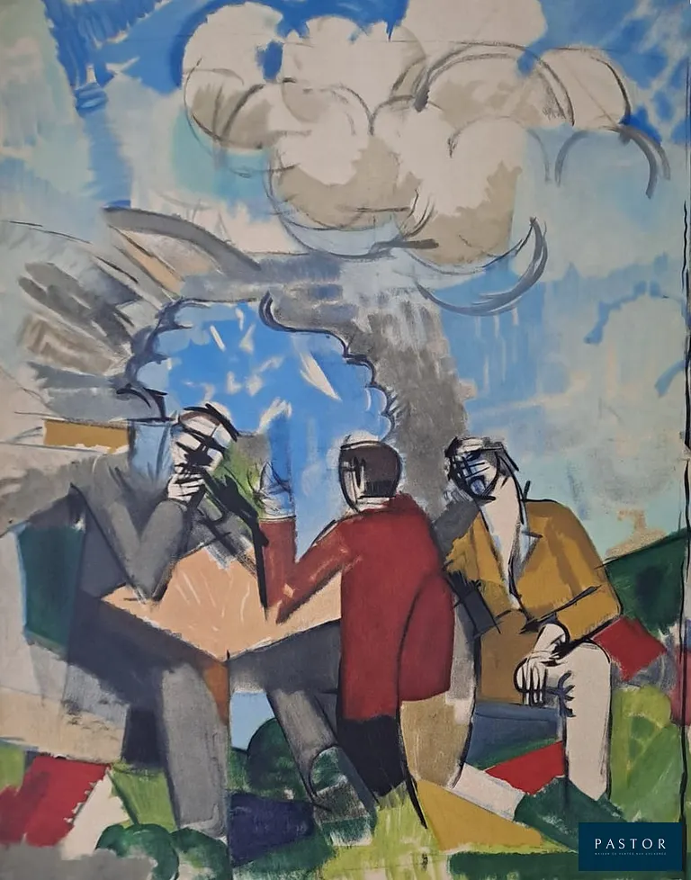 Roger de la FRESNAYE (d'après) (1885-1925)
La conquête de l'air

Lithographie sur vélin d'Arches, 1968
Imprimée dans les ateliers Mourlot
non signée
Tirage à 1000 exemplaires
Dimensions de la feuille : 65 x 50 cm

Très bon état
D'après la première esquisse huile sur toile de Roger de la Fresnaye de 1913, (94x72 cm) non signée


Expédition obligatoire, jusqu'à 5 Lithographies dans votre colis pour 14,76€ TTC en France Métropolitaine, et 29,64€ TTC pour l'Europe