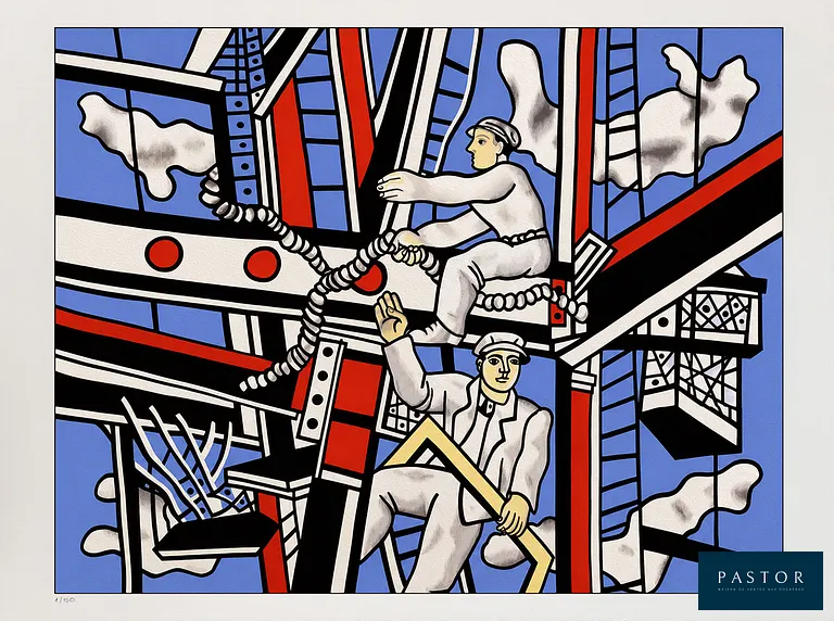 Fernand Léger (d'après)
Les anciens constructeurs

Sérigraphie sur papier Arches
Numérotée 2 /50
Série limitée (50 exemplaires)
Signée dans la planche
Collection de luxe, Edition Monocle Paris, 2026
Filigrane Arches France
Bon état

76 X 56 cm


Expédition obligatoire, jusqu'à 5 Lithographies dans votre colis pour 14,76€ TTC en France Métropolitaine, et 29,64€ TTC pour l'Europe