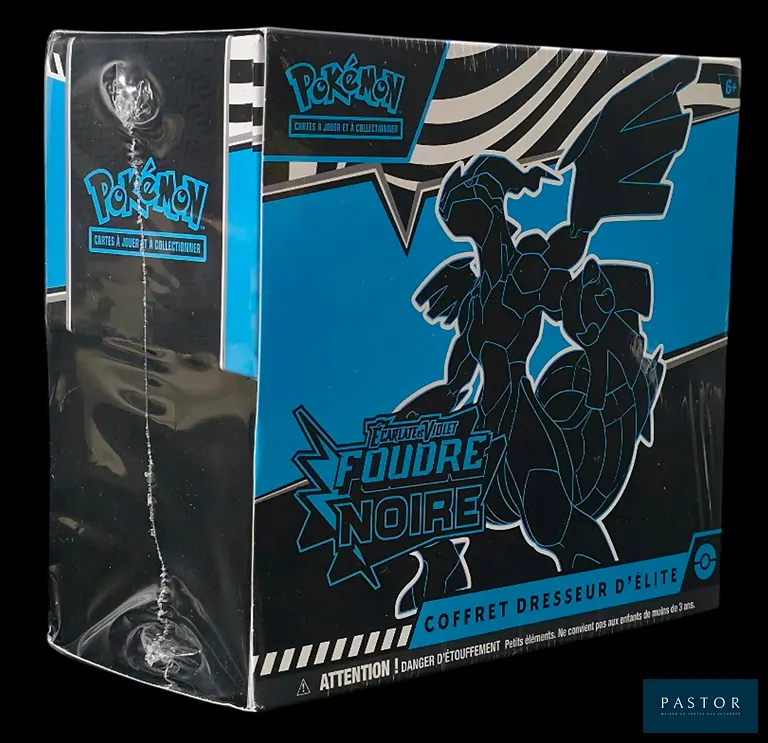 Coffret Pokémon scellé : ETB (Elite Trainer Box).
Série du bloc Écarlate&Violet : Foudre Noire (EV10.5).
Scellé, en français.