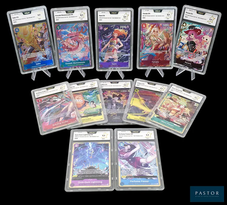 Full set One Piece des 12 cartes Promotionnelles gradées PCA 9,5  - Premium Card Collection : Best Selection Vol.4.
En anglais. - TVA Récupérable