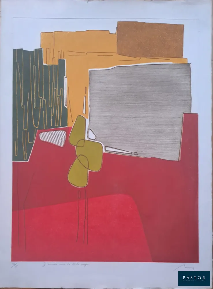 Bernard Munch (1921-2009)
j'aimerais revoir les Roches rouges

Lithographie originale gaufrée, sur vélin d'Arches
Signée et numérotée au crayon
Edition limitée à 75 exemplaires n°48/75

Format feuille: 76 x 56 cm
Format image : 64.5 x 49.5 cm

Bon état, traces de manipulation, Papier jauni en bordure, non visible si mise en place d'un passe-partout


Expédition obligatoire, jusqu'à 5 Lithographies dans votre colis pour 14,76€ TTC en France Métropolitaine, et 29,64€ TTC pour l'Europe