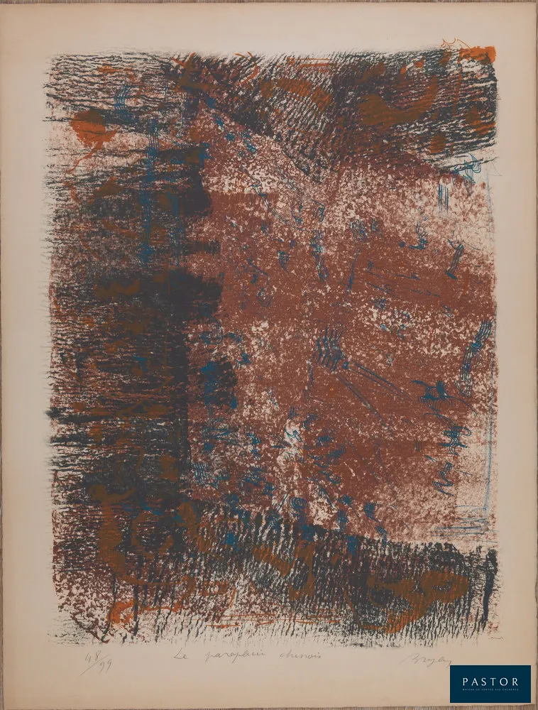 Camille BRYEN (1907-1977)
Le parapluie chinois

Lithographie originale en couleurs
Signée au crayon
Edition limitée à 99 exemplaires (ici le n°48)
Sur Vélin 50 x 65 cm

Très bon état, papier jauni

REFERENCES : Catalogue Raisonné J.LOYER n°111


Expédition obligatoire, jusqu'à 5 Lithographies dans votre colis pour 14,76€ TTC en France Métropolitaine, et 29,64€ TTC pour l'Europe