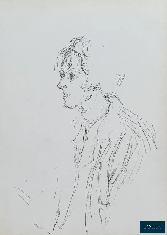 Alberto Giacometti (1901-1966)
Portrait de Annette

Lithographie
Non signée
Sur vélin léger format 38 x 27 cm

Très bon état

NOTE : lithographie réalisée pour la revue "Derrière le miroir n°148" juillet 1964


Expédition obligatoire, jusqu'à 5 Lithographies dans votre colis pour 14,76€ TTC en France Métropolitaine, et 29,64€ TTC pour l'Europe