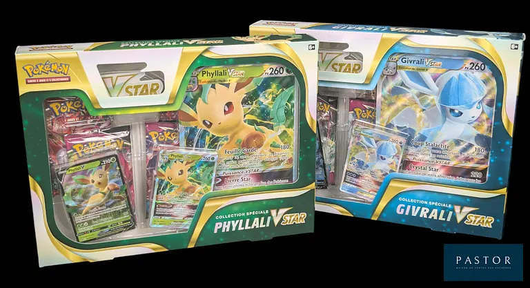 Réunion des 2 coffrets Pokémon scellés : Collection spéciale Givrali Vstar et Phyllali Vstar.
Bloc de séries Épée&Bouclier (EB08) - Contient des boosters de plusieurs séries du bloc.
En français.