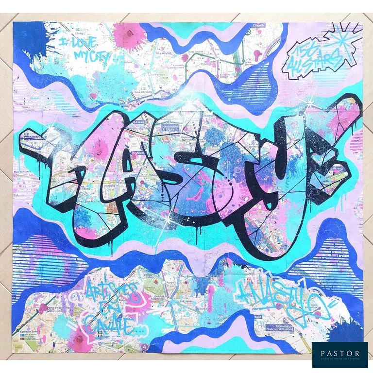 Nasty
I love my city 2015

Peinture aérosole sur Plan de metro
Map Paris
Titrée en haut a gauche
Signée en bas a gauche
Porte des incriptions ajoutées par l'artiste :
Artiste en cavale, 156 Allstars
Dimension 37 x 37 x 0.1 Cm Oeuvre


Expédition obligatoire, jusqu'à 5 Lithographies dans votre colis pour 14,76€ TTC en France Métropolitaine, et 29,64€ TTC pour l'Europe