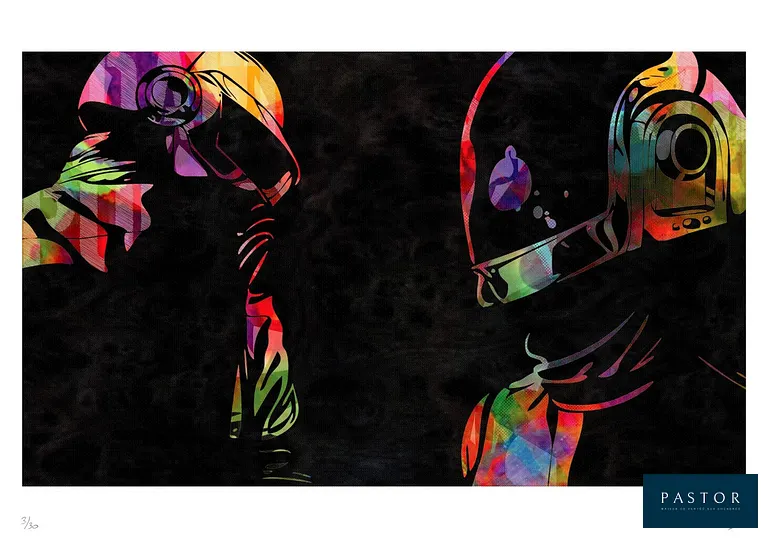 Vincent Sabatier
Daft Punk, 2019

Sérigraphie - signée et numérotée 3/30 - Papier d'art Fabriano 240g
Taille : 50 x 70 cm - Édition limitée - 30 exemplaires


Expédition obligatoire, jusqu'à 5 Lithographies dans votre colis pour 14,76€ TTC en France Métropolitaine, et 29,64€ TTC pour l'Europe