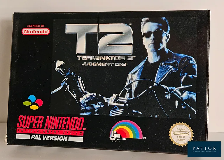 NINTENDO - SUPER NES. Jeu : Terminator 2. Complet avec boite, notice et cartouche. Version US. TBE. Etat proche du neuf. Sortie : 1993