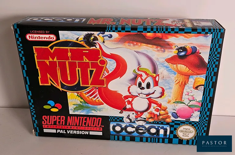 NINTENDO - SUPER NES. Jeu : Mr.Nutz. Complet avec boite, notice et cartouche. Version SNSP UKV. TBE. Sortie : 1993. Plateforme