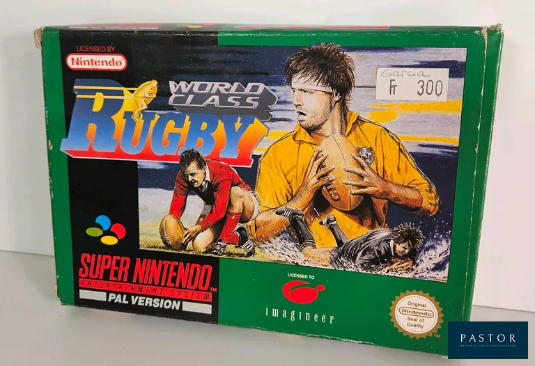 NINTENDO - SUPER NES - Jeu : World Class Rugby. Complet avec boite, notice, cartouche. Version SNSP UKV. Sortie : 1993. Rugby