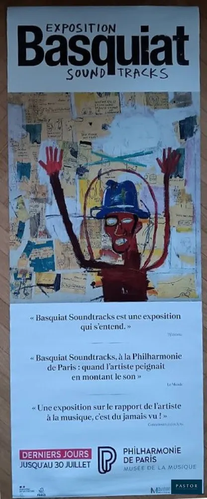 Jean-Michel BASQUIAT (1960-1988)
Affiche originale d'exposition - Basquiat Soundtracks - Paris - 2023
Philarmonie de Paris

Dimension : 148 x 58 cm
bon état (légers défauts - voir photos)


Expédition obligatoire, jusqu'à 5 Lithographies dans votre colis pour 14,76€ TTC en France Métropolitaine, et 29,64€ TTC pour l'Europe