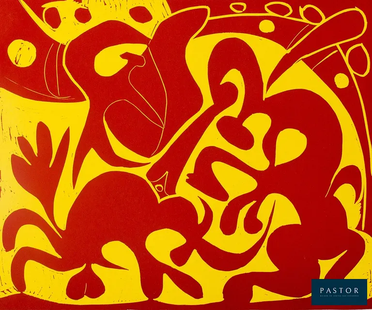Pablo PICASSO (1881-1973) (d'après)
Pique en rouge et jaune

Linogravure en couleurs
Sur Vélin 37 x 32 cm

Très bon état, rousseurs dans les marges n'affectant pas la linogravure

INFORMATION : Editée par le Cercle d'Art en 1962 sous le contrôle de Picasso, dans les ateliers Arnera (Vallauris) où Picasso à réalisé toutes ses linogravures


Expédition obligatoire, jusqu'à 5 Lithographies dans votre colis pour 14,76€ TTC en France Métropolitaine, et 29,64€ TTC pour l'Europe