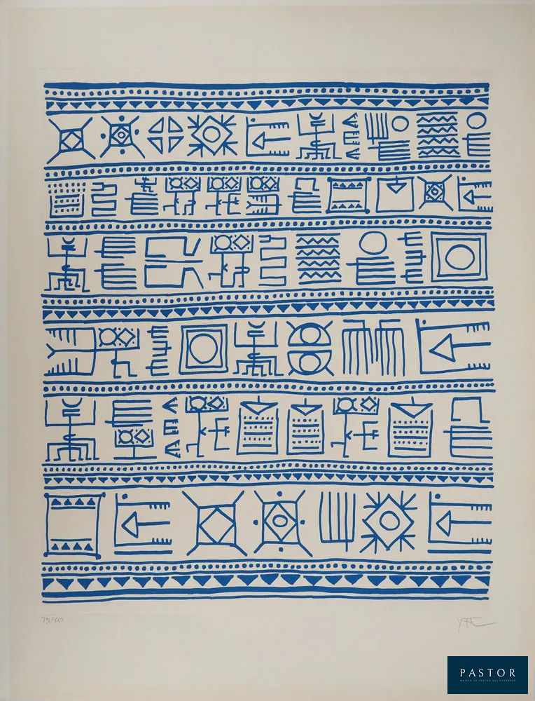 Yona FRIEDMAN (1923-2019)
Pictogrammes de la Genèse (Bleu), 1975

Sérigraphie originale (atelier Silium)
Signée au crayon
Numérotée / 100 exemplaires
Sur vélin Arches 76 x 58 cm

Très bon état


Expédition obligatoire, jusqu'à 5 Lithographies dans votre colis pour 14,76€ TTC en France Métropolitaine, et 29,64€ TTC pour l'Europe