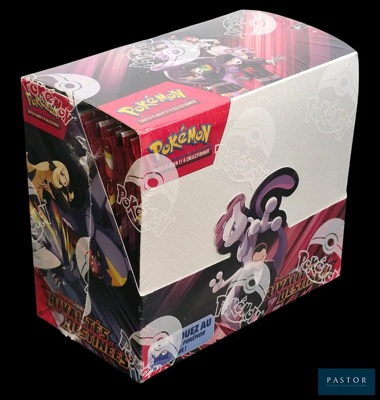 Coffret Pokémon scellé : Display (36 boosters).
Série du bloc Écarlate&Violet : Rivalités Destinées (EV10).
En français.