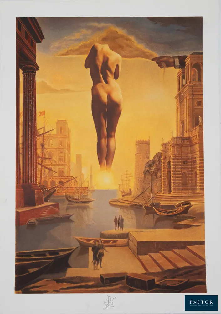 Salvador DALI (1904-1989) (d'après)
La main de Dali retirant une Toison d'Or

Printographie (photo-lithographie) d'après une huile sur toile de l'artiste réalisée en 1977
Signée dans la planche
Edition limitée à 5000 exemplaires
Sur vélin BFK Rives 54 x 75 cm

Très bon état, petites rousseurs en bord de feuillet

INFORMATION :Edition limitée autorisée par la Fondation Dali, réalisée en 1996


Expédition obligatoire, jusqu'à 5 Lithographies dans votre colis pour 14,76€ TTC en France Métropolitaine, et 29,64€ TTC pour l'Europe