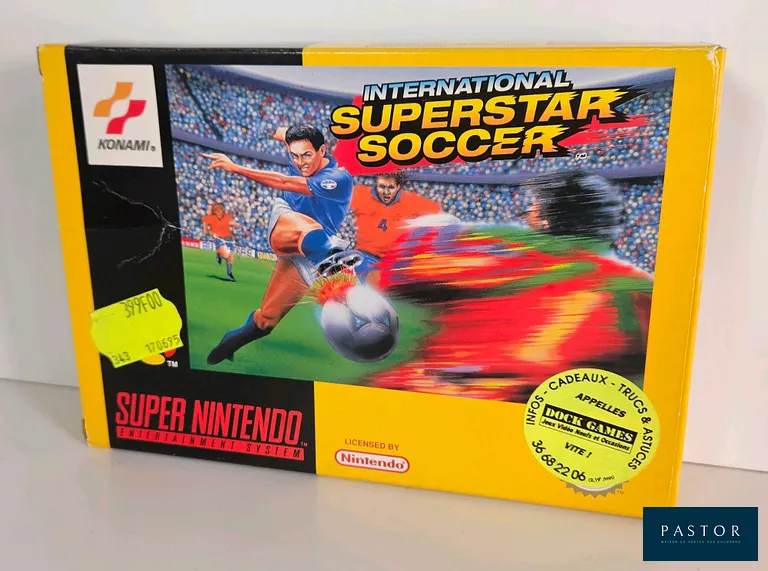 NINTENDO - SUPER NES - Jeu : International Superstar Soccer. Complet avec boite, notice, cale, cartouche. SNSP EUR. Sortie : 1994. Football