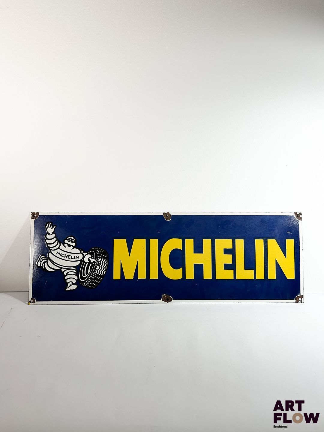 Plaque émaillée rectangulaire d'après Michelin 30 x 91 cm Petits éclats et traces de rouille