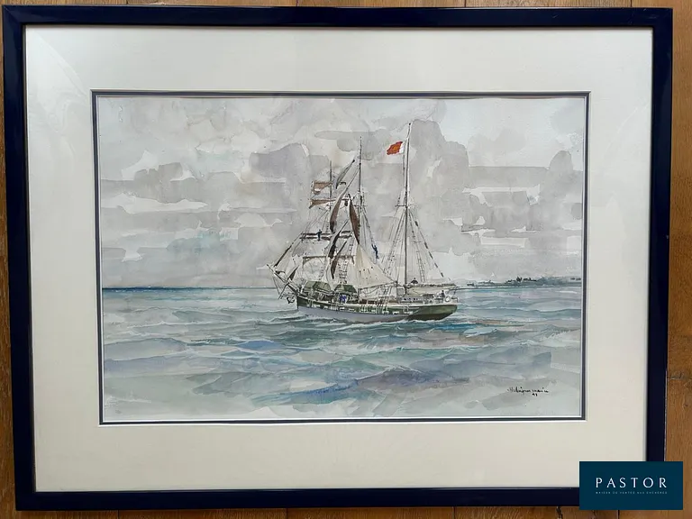 Maurice Chataignier
Terre-Neuvas en mer - 1993

Aquarelle sur papier
Signée en bas a droite et datée 93
41 x 62 cm a vue
encadré : 63 x 84 cm


Expédition obligatoire, jusqu'à 5 Lithographies dans votre colis pour 14,76€ TTC en France Métropolitaine, et 29,64€ TTC pour l'Europe