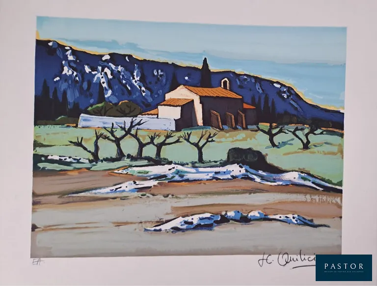 Jean-Claude Quilici (1941-)
Paysage des Alpilles

Lithographie originale, en couleur
Sur papier vélin d'arches
Signée au crayon par l'artiste et annotée EA (épreuve d'artiste)
Dimensions : 37.5 x 45 cm environ

Très bon état


Expédition obligatoire, jusqu'à 5 Lithographies dans votre colis pour 14,76€ TTC en France Métropolitaine, et 29,64€ TTC pour l'Europe