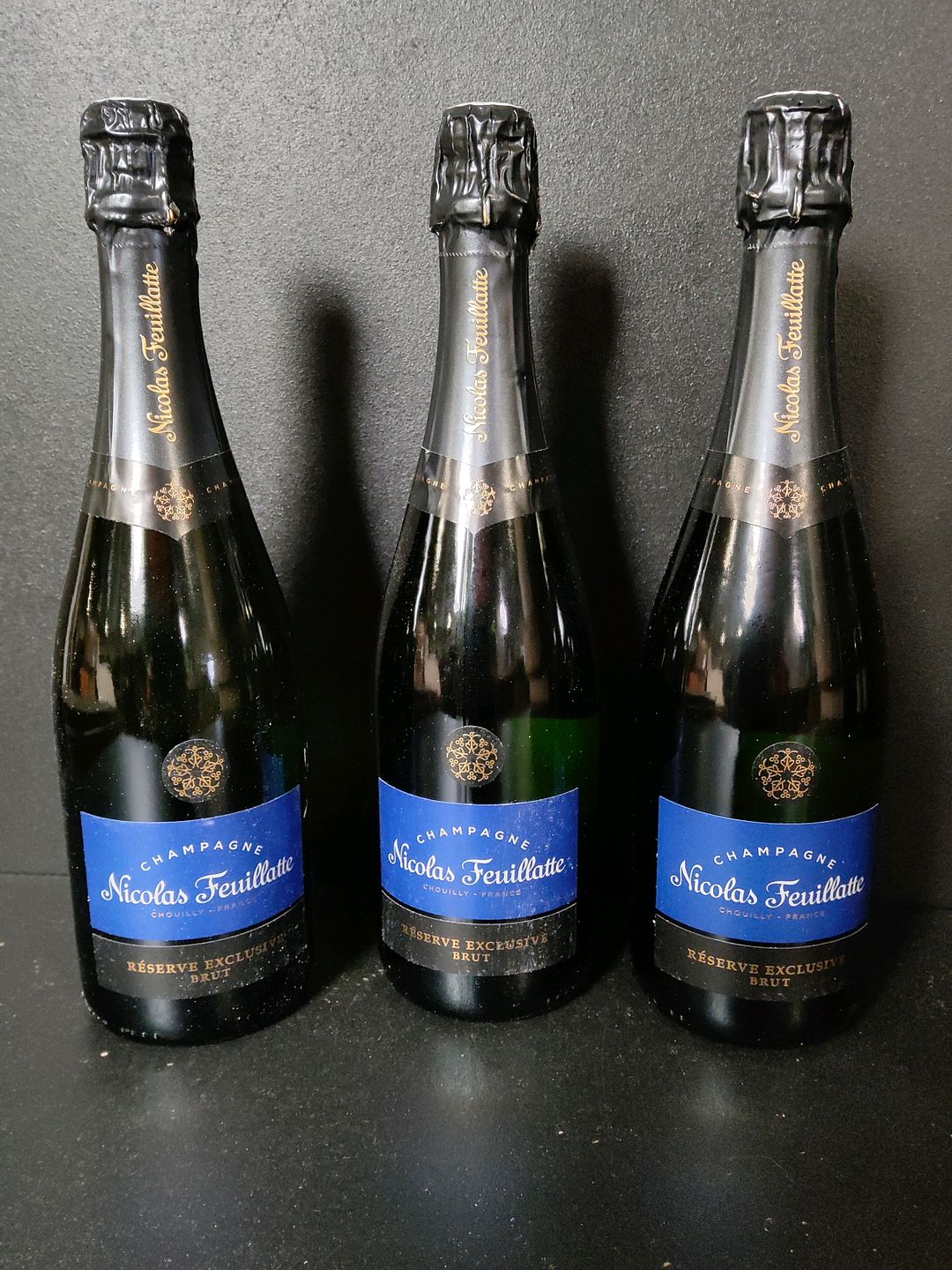 3 bouteilles de champagne Nicolas Feuillatte Réserve Exclusive Brut 75cl