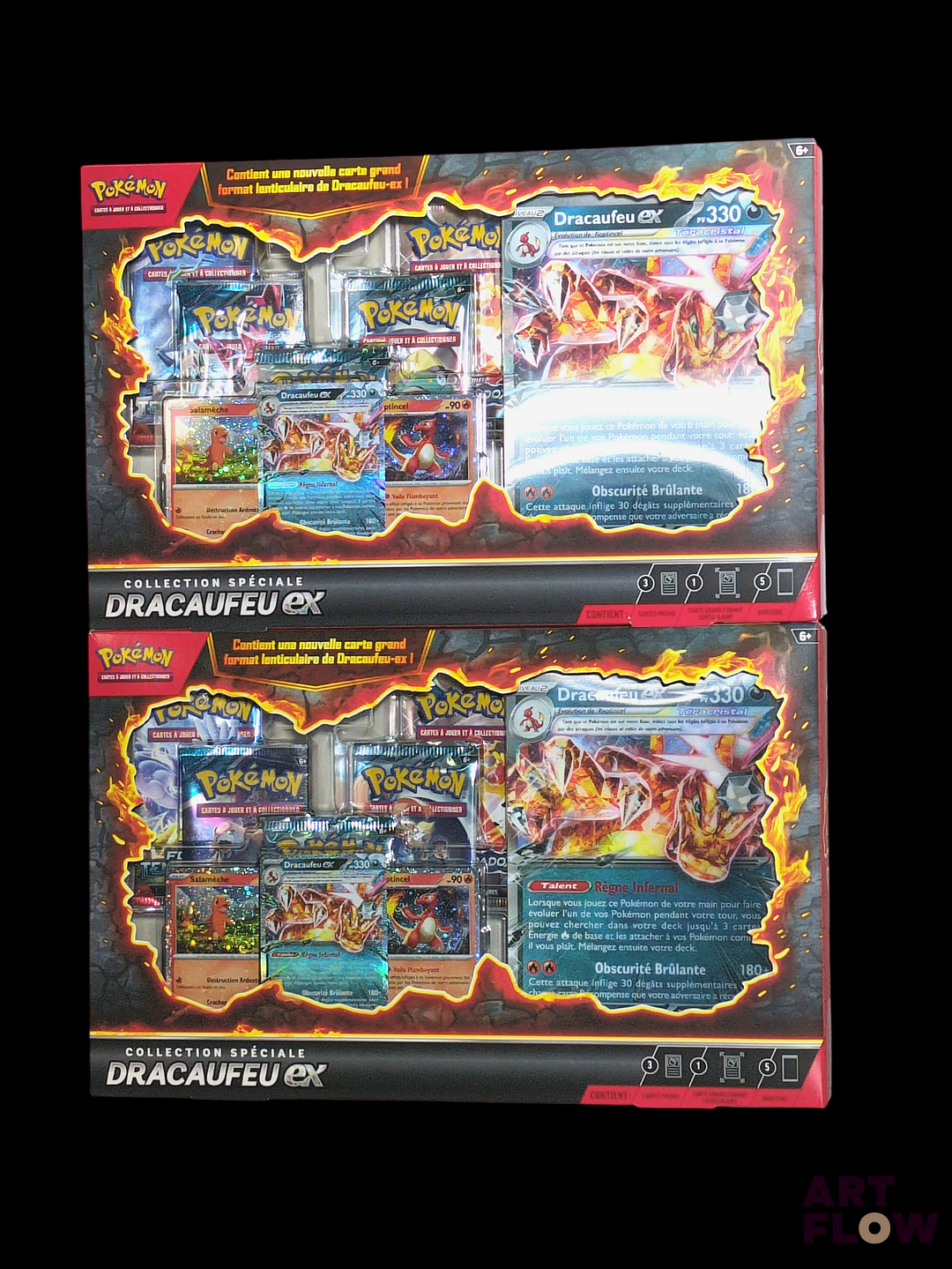 Ensemble de deux coffrets Pokémon scellés : Collection Spéciale Dracaufeu Ex Série du bloc Écarlate & Violet En français Neufs