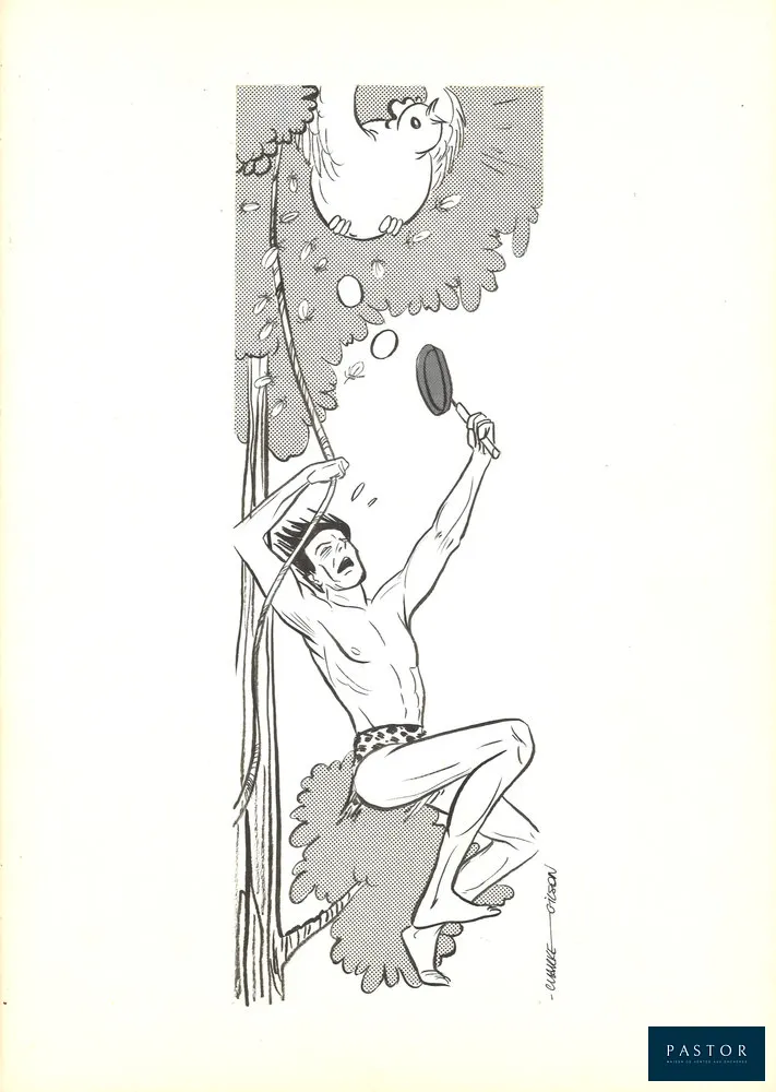 Clarke (1965) 
  Tarzan

  Illustration à l'encre de Chine sur papier + trame
  Signée en bas à droite
  réalisée par le dessinateur de la célèbre sorcière Mélusine.
  Dimensions : 42 x 29,5 cm
  En très bon état


Expédition obligatoire, jusqu'à 5 Lithographies dans votre colis pour 14,76€ TTC en France Métropolitaine, et 29,64€ TTC pour l'Europe