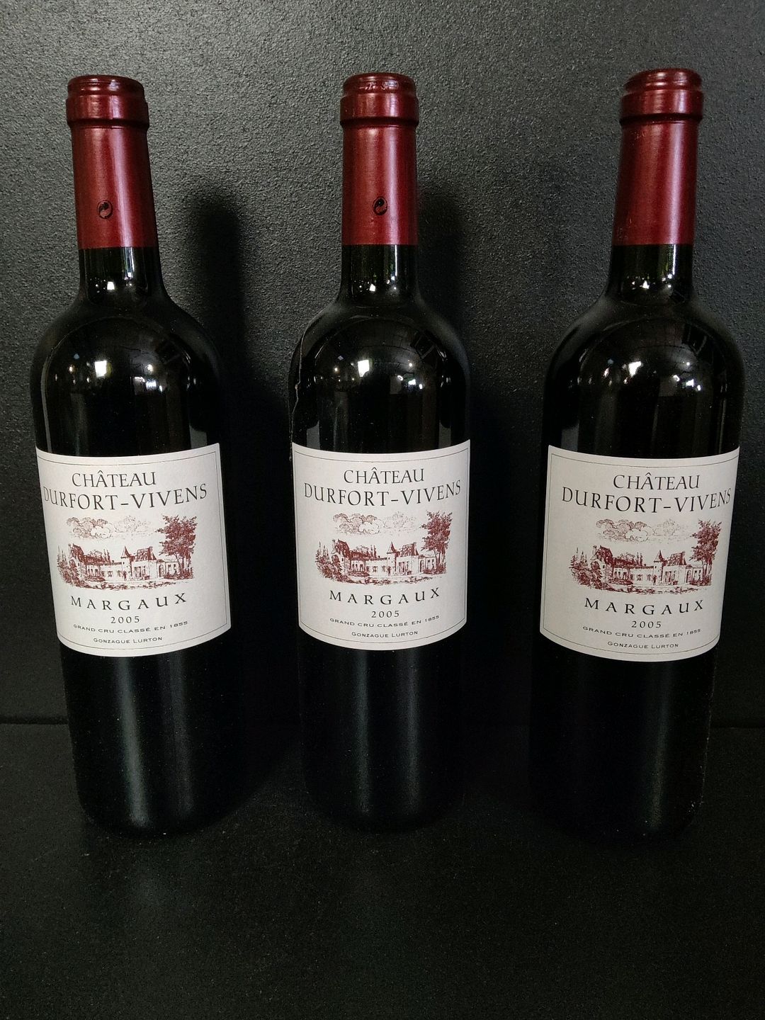 3 bouteilles de vin rouge du Château Durfort-Vivens 2ème GCC Margaux 2005