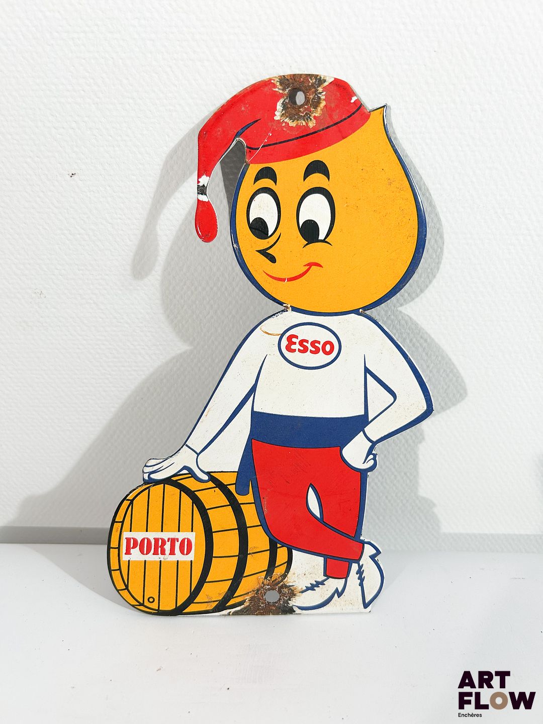 Plaque émaillée Esso - porto Dimensions : 20 x 11 cm Petits éclats et traces de rouille