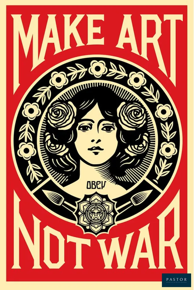 Shepard Fairey (OBEY)
Make Art Not War

Lithographie Offset
Papier Speckletone crème épais
Signée et datée au crayon par l'artiste
Édition ouverte (non numérotée)
Dimensions : 91 x 61 cm


Expédition obligatoire, jusqu'à 5 Lithographies dans votre colis pour 14,76€ TTC en France Métropolitaine, et 29,64€ TTC pour l'Europe