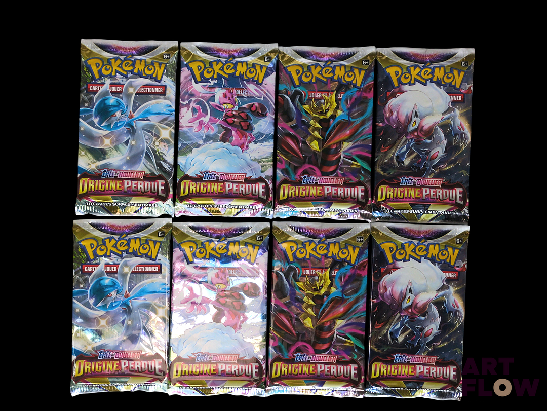 Réunion de 2 Artset Pokemon de 4 boosters chacun Série du bloc Épée et Bouclier : Origine perdue (EB11) Scellés Neufs En français