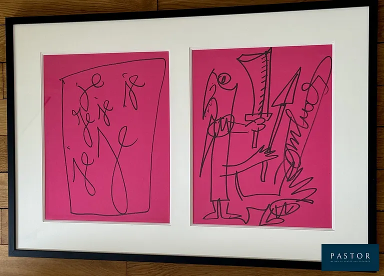 Robert Combas
Je, je, je ..
2016

Dessin au feutre noir sur papier issu d'un livre sur l'artiste
Signé à a main
Dimensions de chaque feuille : 28 cm par 35 cm , soit 56 cm par 35 cm au total
DImensions du cadre : 77 cm par 52 cm


Expédition obligatoire, jusqu'à 5 Lithographies dans votre colis pour 14,76€ TTC en France Métropolitaine, et 29,64€ TTC pour l'Europe