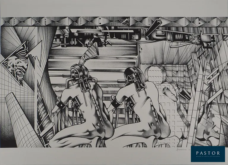 Francisco MELO
Guerriers futuristes

Lithographie originale
Signée au crayon
Sur Vélin d'Arches 74 x 54 cm
Imprimée dans les Ateliers Michel Cassé (Paris, France)

Excellent état

INFORMATION : Editée en 1984 par la Galerie Bellechasse


Expédition obligatoire, jusqu'à 5 Lithographies dans votre colis pour 14,76€ TTC en France Métropolitaine, et 29,64€ TTC pour l'Europe