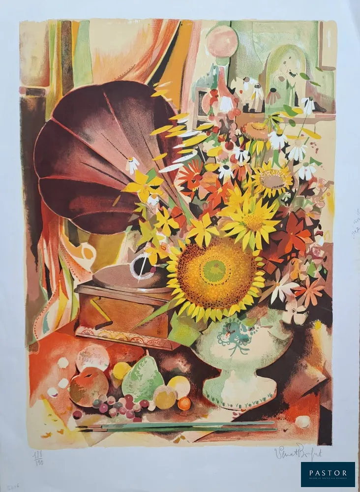 Robert Vernet-Bonfort (1934-2017)
Nature morte

Lithographie originale sur papier BFK Rives
Signée et numérotée au crayon par l'artiste
Edition de 190exemplaires, n°188/190

Dimensions : 76 x 56 cm environ

Très bon état, petit pli de manipulation coin haut droit


Expédition obligatoire, jusqu'à 5 Lithographies dans votre colis pour 14,76€ TTC en France Métropolitaine, et 29,64€ TTC pour l'Europe