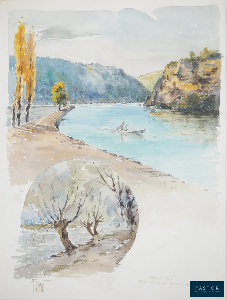 René LEVERD (1872-1938)
Suisse, Confluent de l'Arve et du Rhône près de Genève

Aquarelle originale
Signée à l'encre
Sur vélin 26 x 20 cm

Très bon état, bords de feuillet légèrement abîmé


Expédition obligatoire, jusqu'à 5 Lithographies dans votre colis pour 14,76€ TTC en France Métropolitaine, et 29,64€ TTC pour l'Europe