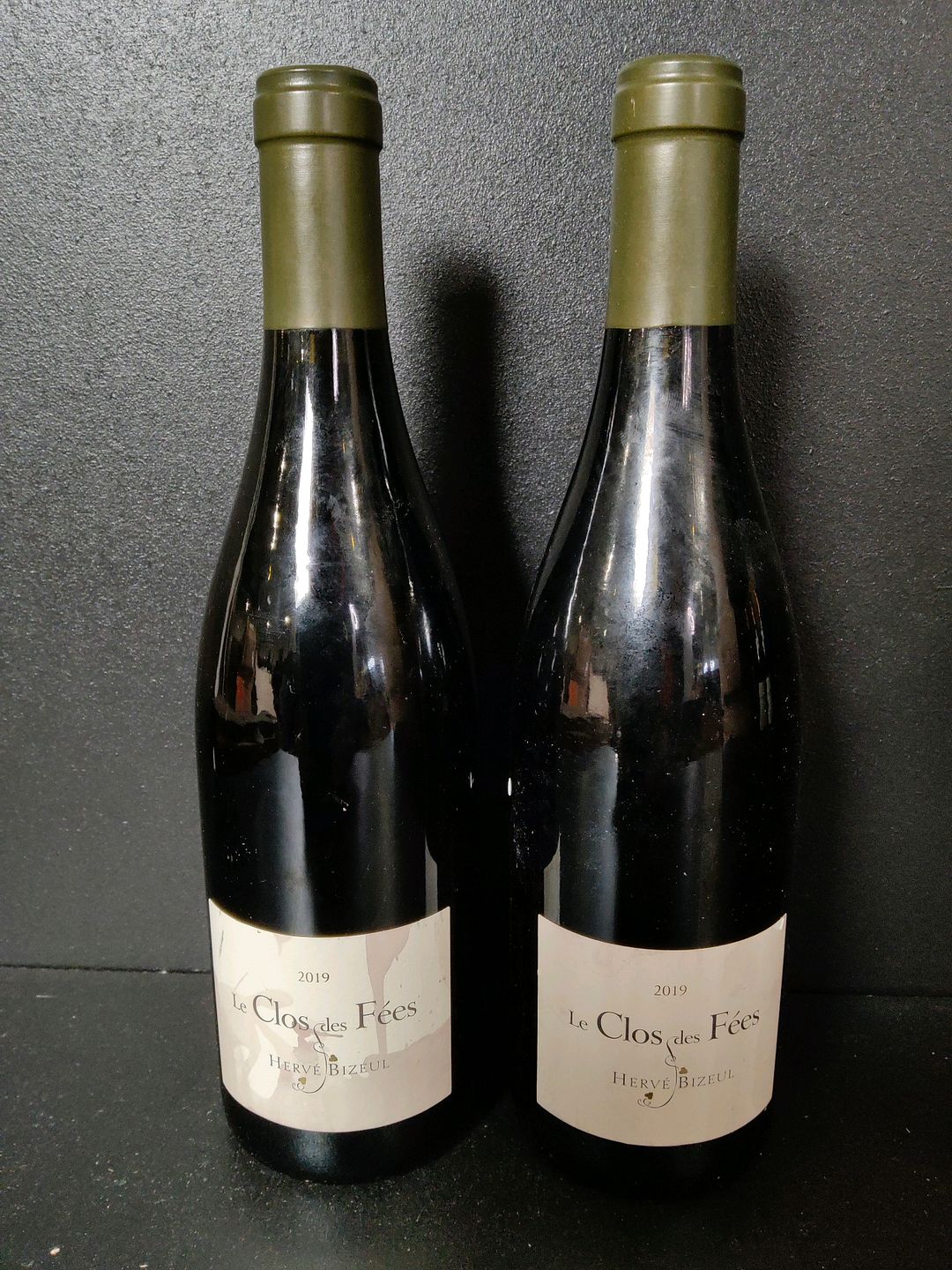 2 bouteilles de vin rouge Hervé Bizeul Le Clos des Fées 2019