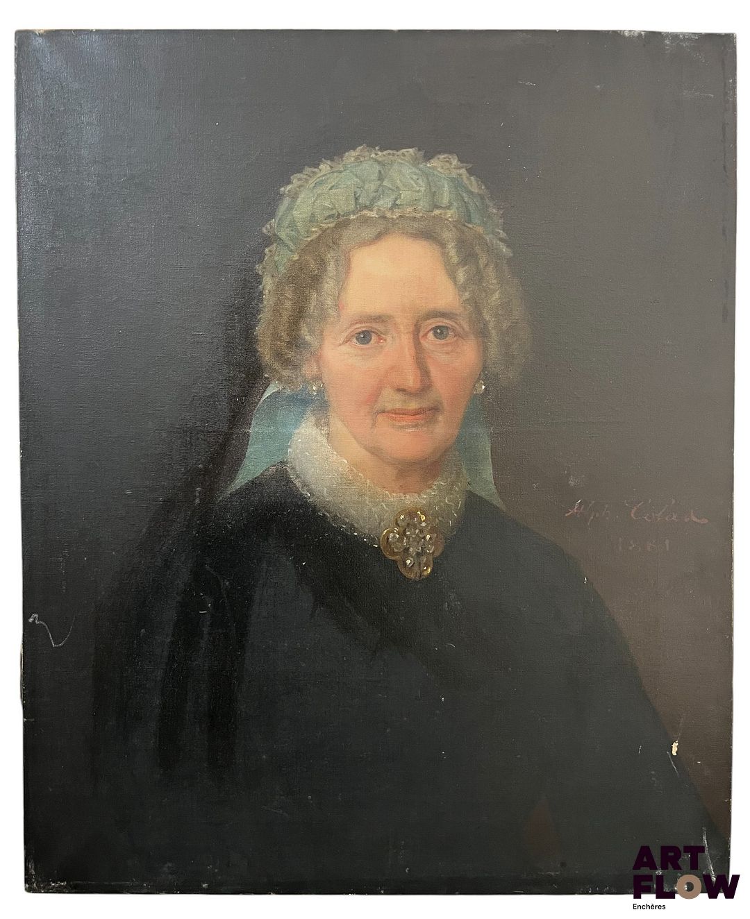 Alphonse Colas (1818-1887), Portrait de femme, 1881, huile sur toile, signée et datée, 66 x 54.5 cm