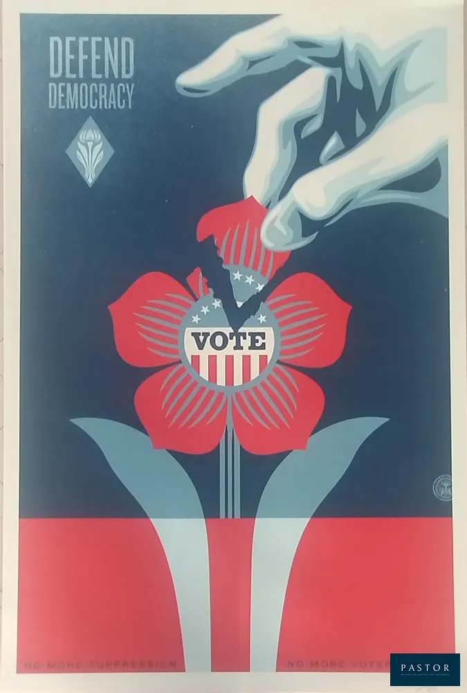 Shepard Fairey (Obey)
Defend Democraty open 2024

Impression offset signée et datée à la main par l'artiste.
Sur papier fin
Format : 92 x 61 cm
En Très Bon État


Expédition obligatoire, jusqu'à 5 Lithographies dans votre colis pour 14,76€ TTC en France Métropolitaine, et 29,64€ TTC pour l'Europe