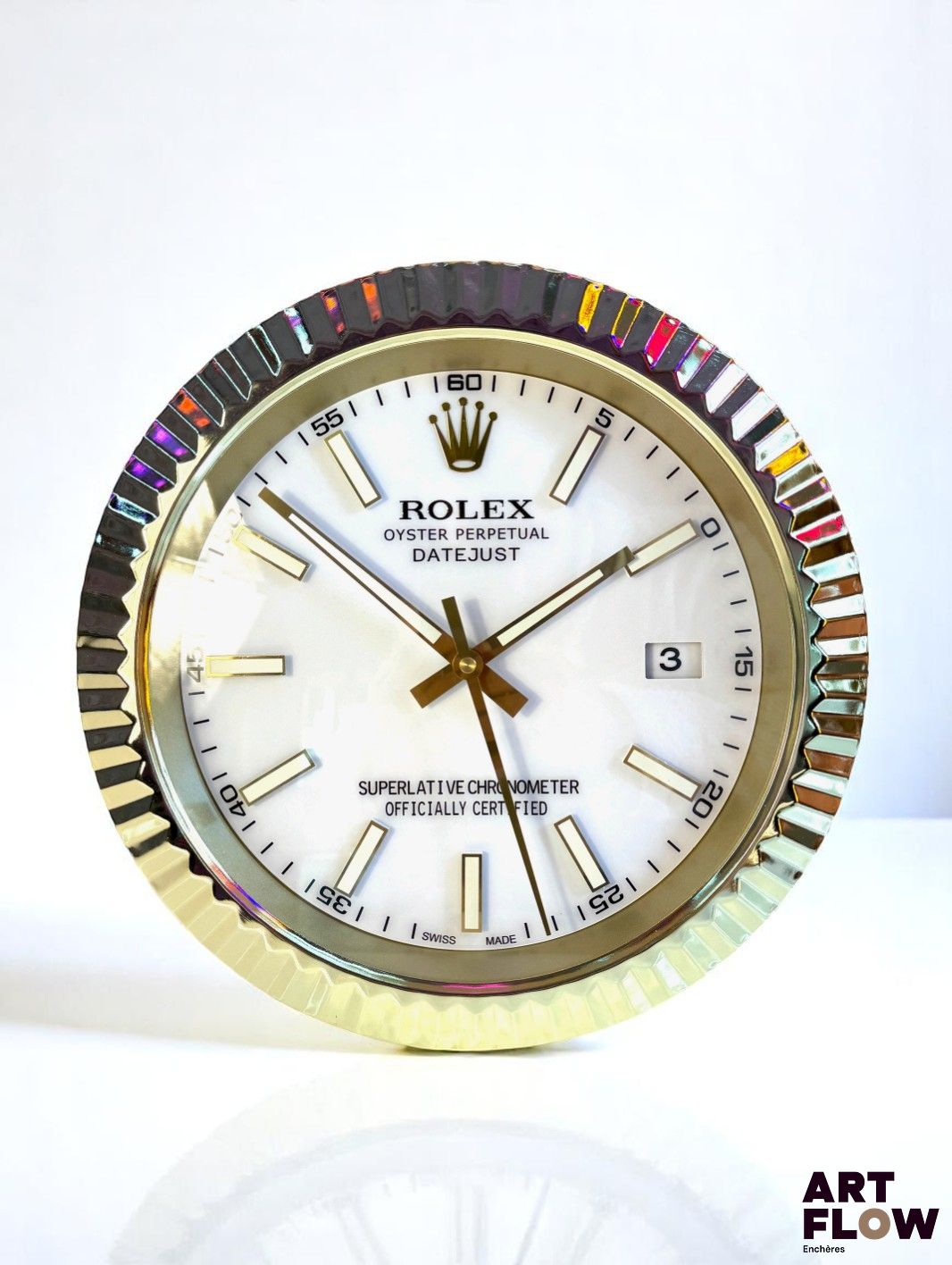 Horloge concessionnaire Rolex État comme neuve Fonctionnelle Date et heure Diamètre 34 cm - Expédition obligatoire.