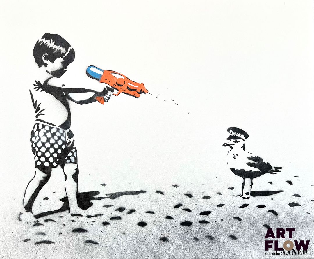 Canned - Duo d'artistes (Charlotte, née en 1987 et Fabien, né en 1984 - Beach Patrol - Impression sur papier Rives - Signée dans la planche et au dos - Edition en 30 exemplaires - 30x40 cm - Certificat de l'artiste au dos de l'oeuvre