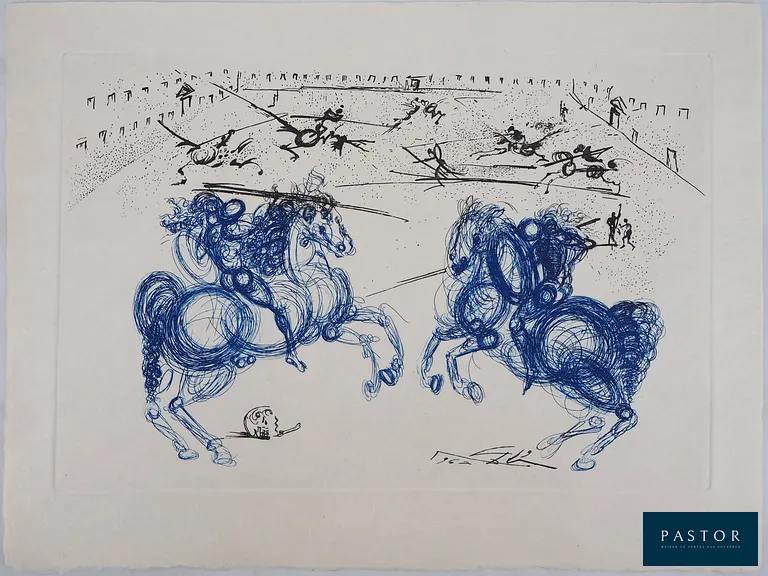 Salvador DALI (1904 - 1989)
Les cavaliers bleus

Gravure originale (Eau-forte)
Signée dans la planche
Sur papier Japon 28 x 38 cm

REFERENCES :
- Catalogue raisonné Field #73-1 J
- Catalogue raisonné Michler et Lopsinger #516

Excellent état


Expédition obligatoire, jusqu'à 5 Lithographies dans votre colis pour 14,76€ TTC en France Métropolitaine, et 29,64€ TTC pour l'Europe