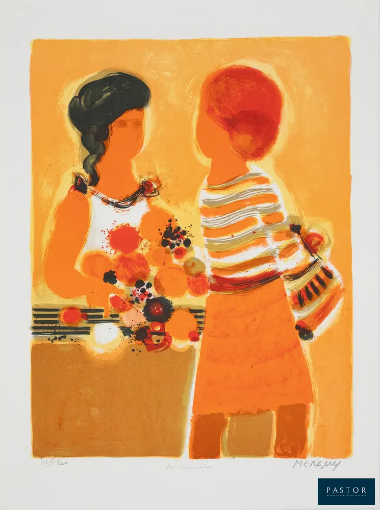Frédéric MENGUY (1927-2007)
La conversation

Lithographie originale en couleurs
Signée au crayon
Edition limitée à 200 exemplaires
Sur BFK Rives 48 x 65 cm

Excellent état


Expédition obligatoire, jusqu'à 5 Lithographies dans votre colis pour 14,76€ TTC en France Métropolitaine, et 29,64€ TTC pour l'Europe