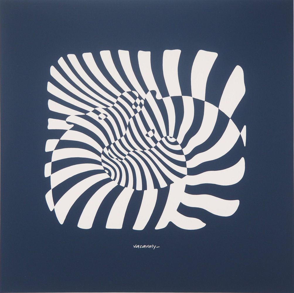 Victor VASARELY (1906 – 1997) Zèbres sur fond bleu Sérigraphie originale en couleurs Signée dans la planche Sur Vélin d&rsquo;Arches 50 x 50 cm Excellent état, marges légèrement salies REFERENCES : Catalogue raisonné Printed editions of Vasarely Benavides #758 INFORMATION : Editée par les Ateliers Arcay en 1975 Expédition obligatoire, jusqu&rsquo;à 5 Lithographies dans votre colis pour 14,76€ TTC en France Métropolitaine, et 29,64€ TTC pour l&rsquo;Europe