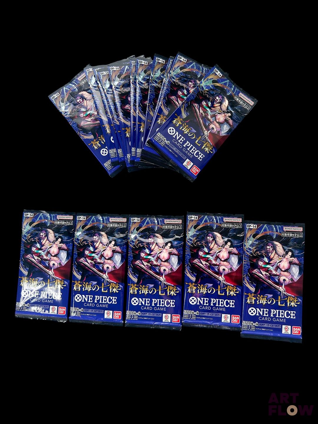 Ensemble One Piece comprenant 20 boosters de la série Les sept de la mer d'Azur OP14 Neuf Scellés En japonais