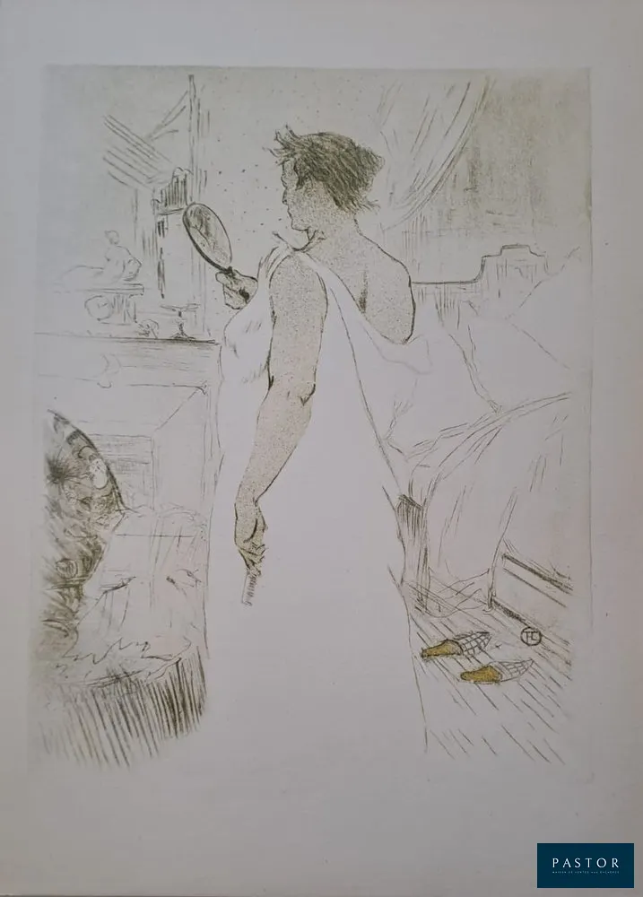 Henri de Toulouse-Lautrec (d'après) (1864-1901)
La glace à la main 

Tirage lithographique sur papier Polifilo
D'après une lithographie originale de Toulouse-Lautrec
Cachet de la signature
Imprimé en 1947
Extrait d'un portfolio édité à 771 exemplaires, n°160
Dimensions : 35 x 25 cm

Parfait état


Expédition obligatoire, jusqu'à 5 Lithographies dans votre colis pour 14,76€ TTC en France Métropolitaine, et 29,64€ TTC pour l'Europe